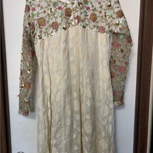 Embroidered Floral party anarkali Long Sleeve Dress with churidar